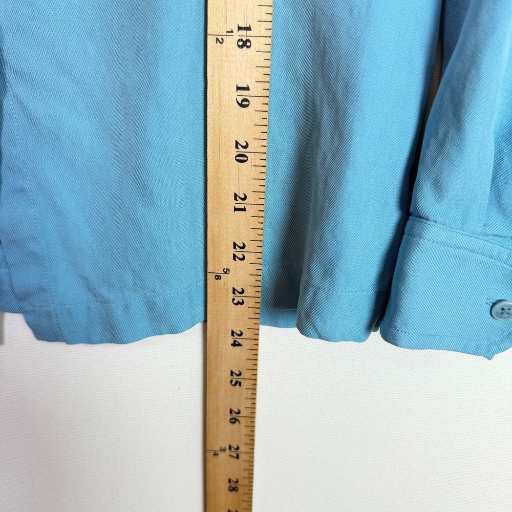 LAUREN RALPH LAUREN Blue 100% Silk Twill Button Down Shirt 10P - Picture 5 of 5